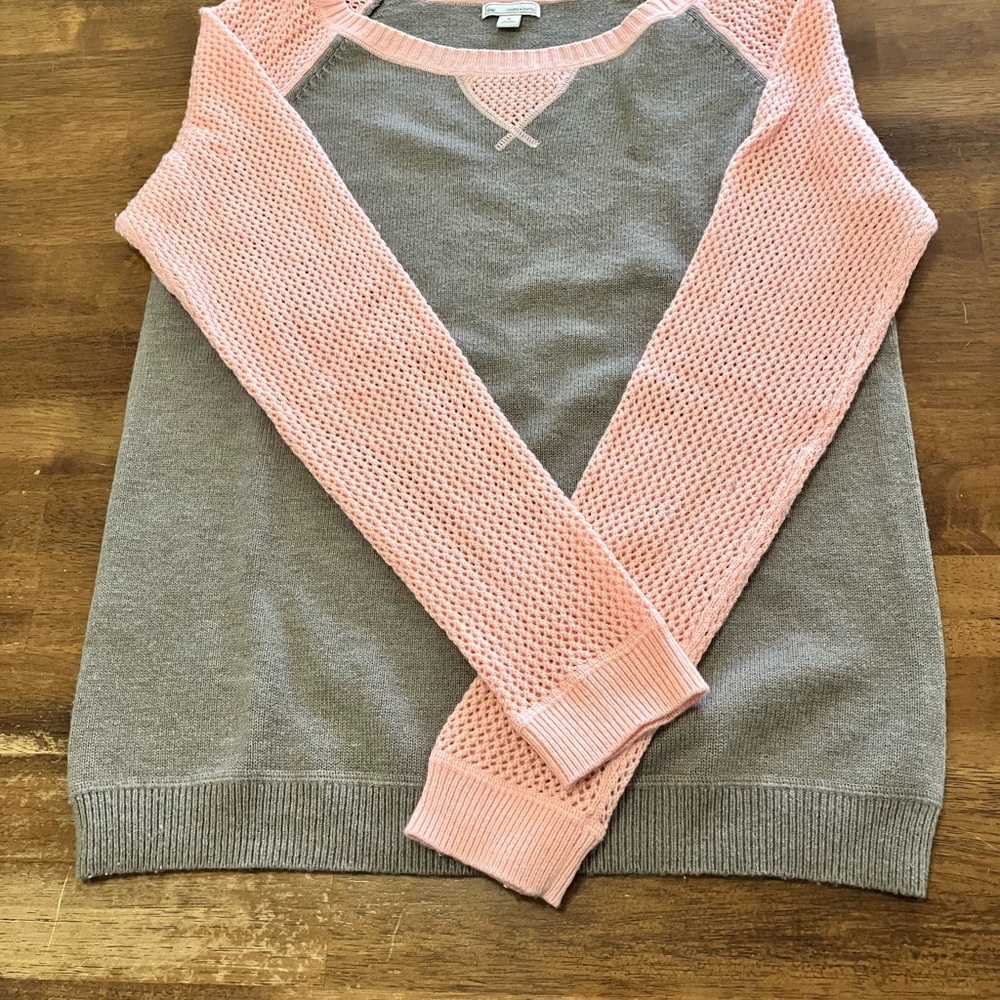 GAP Pink and Gray Crew Neck Sweater